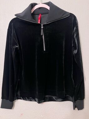 SPANX Black Velvet Half-Zip Pullover Sweater